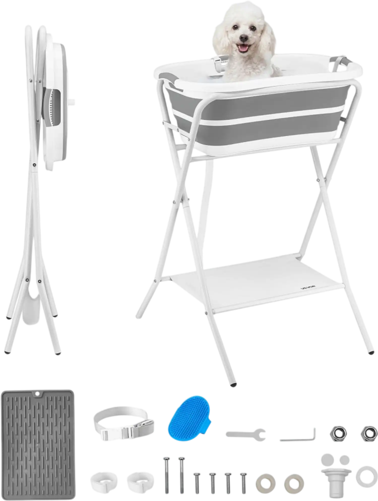 Vevor Dog Bathtub Elevated 2-in-1 Collapsible Pet Bathing Grooming Wash Station New