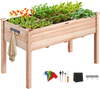 VEVOR Raised Garden Bed, 3.9 x 1.9 x 2.5 ft Wooden Planter Box, Elevated Outdoor Planting Boxes with Legs, for Growing Flowers/Vegetables/Herbs in Backyard/Garden/Patio/Balcony, Burlywood