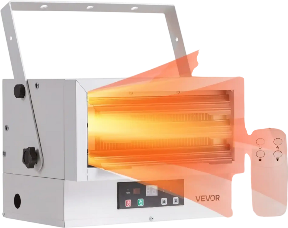 VEVOR Electric Garage Heater, 5000-Watt (2500/5000W) Ceiling Mounted Shop Heater, With Remote Control & Overheat Protection & Low Noise Cross-flow, Commercial for Indoor Workshop Warehouse,240V White