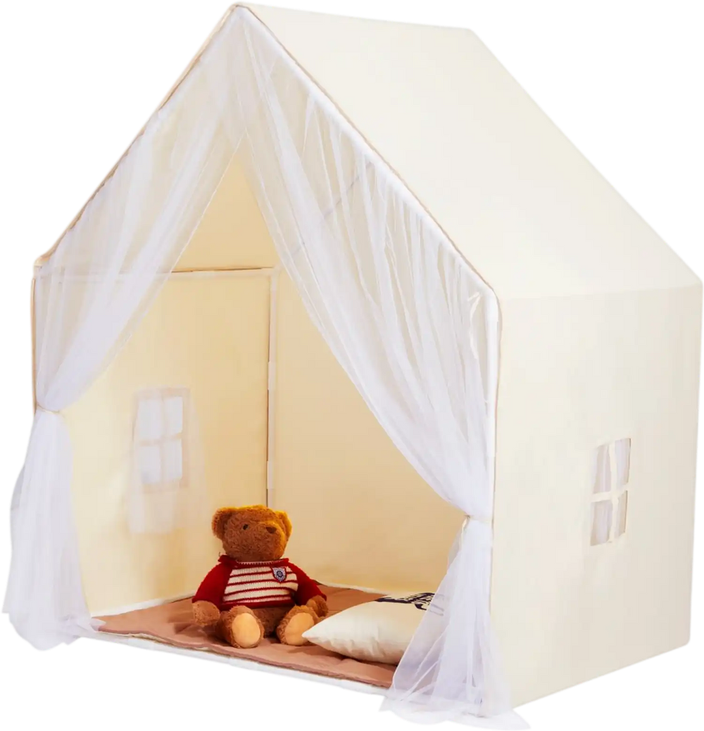 VEVOR Kids Play Tent, Kids Tent for Kids 1-5 Years Old, Toddler Tent with Mat and Tent Lamp, Tent for Kids with Windows for Indoor and Outdoor, Yurt Tent for Boys and Girls, Beige