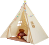 VEVOR Kids Play Tent, Teepee Tent for Kids 1-5 Years Old, Tent for Kids with Windows for Indoor and Outdoor, Toddler Tent with Mat and Plush Decorative Balls, for Boys and Girls, Beige