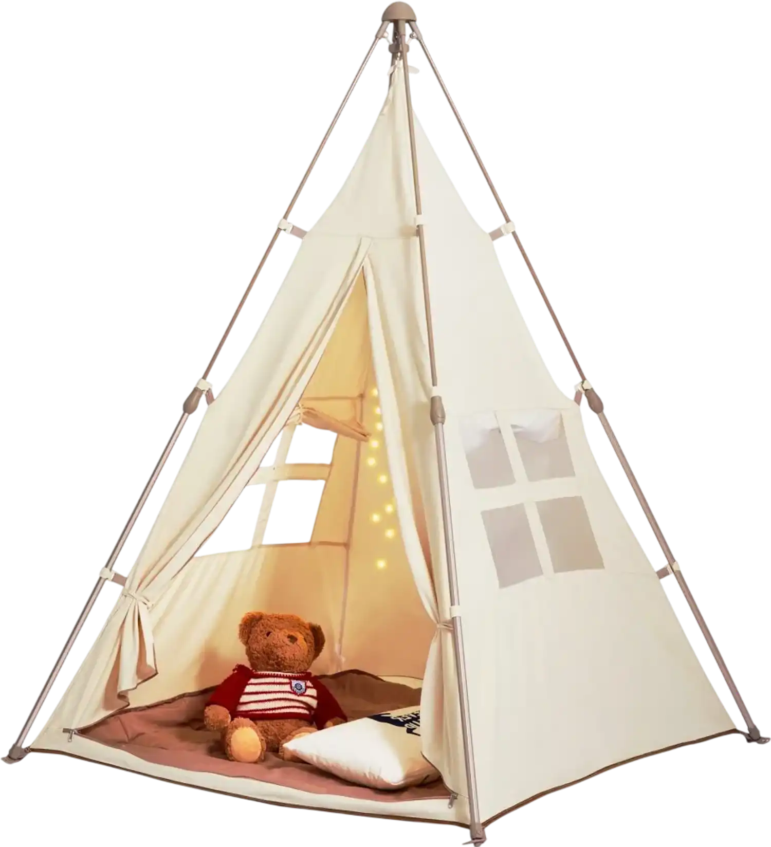 Vevor Kids Play Tent Foldable Teepee with Mat & Carrying Bag Beige New