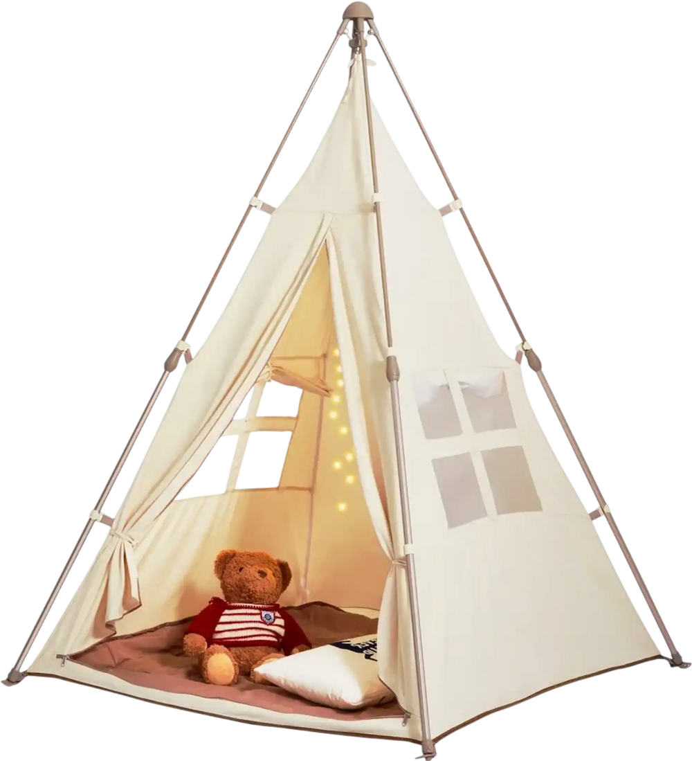 VEVOR Kids Play Tent, Teepee Tent for Kids 1-5 Years Old, Tent for Kids with Windows for Indoor and Outdoor, Foldable Toddler Tent with Mat and Carrying Bag, Kids Tent for Boys and Girls, Beige