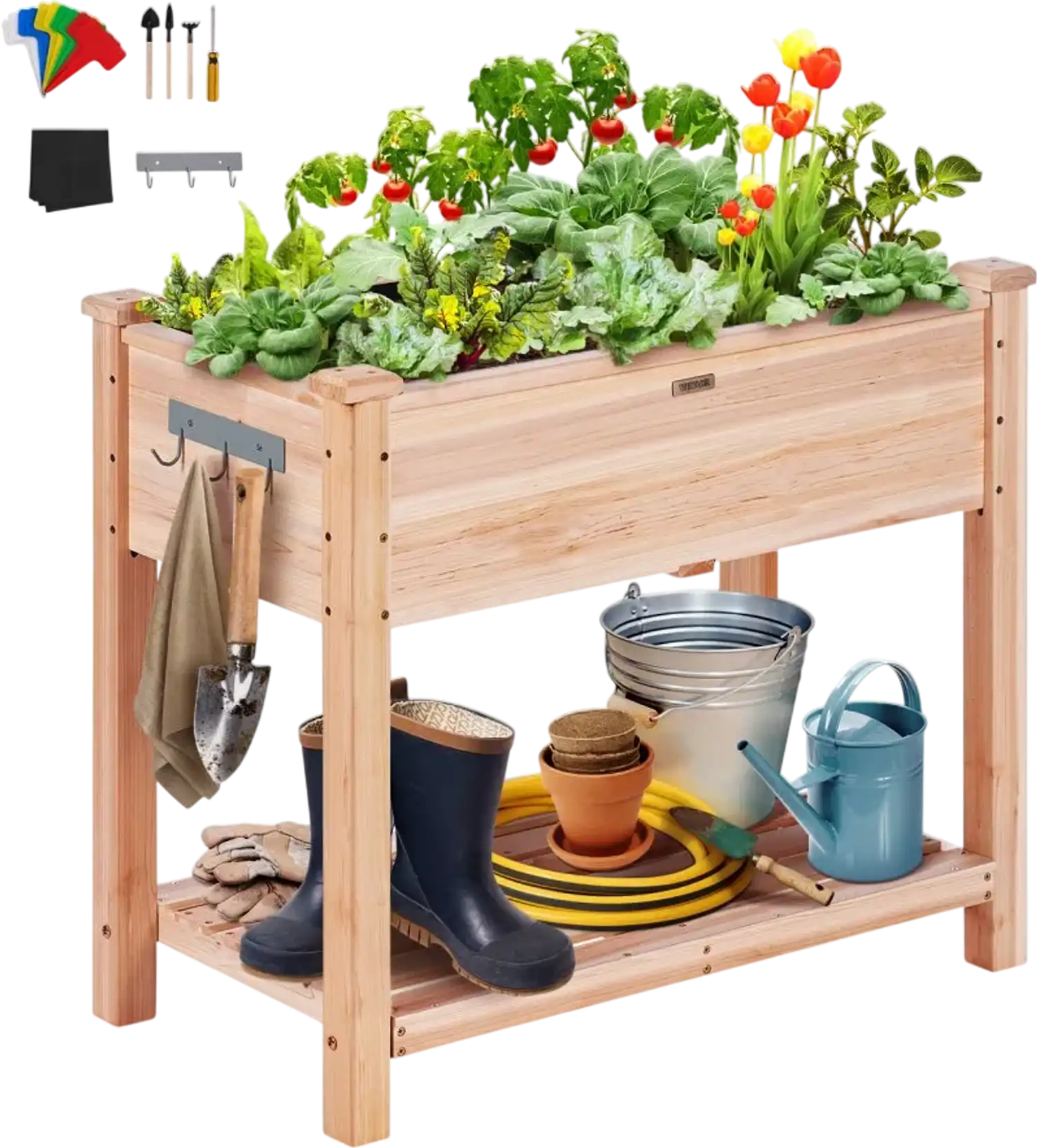 Vevor Raised Garden Bed Wooden Planter Box with Legs 34 x 18.1 x 30