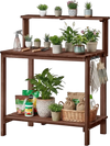 VEVOR Potting Bench Table, Outdoor Gardening Workstation with 36 x 20 in Wood Tabletop, Garden Planting Work Station with Storage Shelves, Hook for Outside Patio, Backyard, Brown