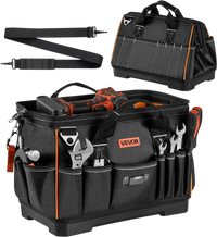VEVOR Tool Bag, 16.1 Inch, 33-Pocket Portable Large Tool Box Organizer Storage, Toolbox with Water-Resistant Base, Zipper, Adjustable Shoulder Strap Toolbag, for Men Women Dad Husband Fathers Day