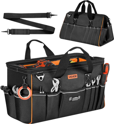 VEVOR Tool Bag, 20 Inch, 33-Pocket Portable Large Tool Box Organizer Storage, Toolbox with Big Zipper, Adjustable Shoulder Strap, Water-Resistant Carry Toolbag, for Men Women Dad Husband Fathers Day