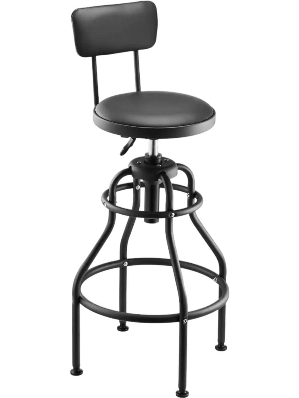 VEVOR Shop Stool with Backrest, Pneumatic Garage Seat/Work Stool with 300 lbs Capacity, Adjustable Height Roller Creeper Seat, 360° Swivel Padded Workshop Stool, for Garage, Shop & Auto Repair, Black