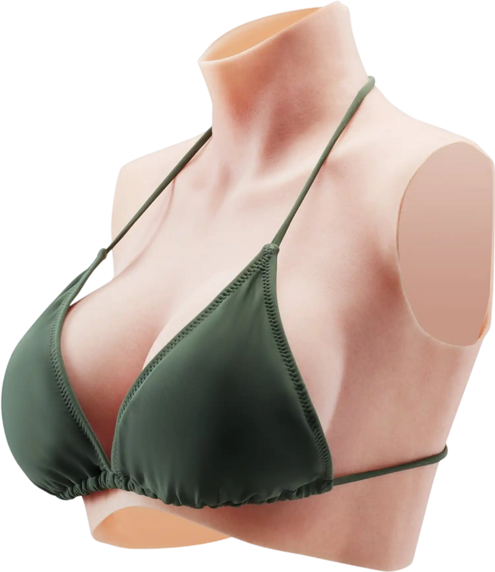 VEVOR Silicone Breastplate, C-Cup High Neckline Fake Breasts for Crossdressers, Realistic Silicone-Filled Fake Boobs Breast Forms for Transgender Cosplay Drag Queen, Ivory