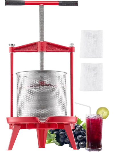 VEVOR 3.69 Gal/14L Fruit Wine Press, Stainless Steel Basket with Cross-beam and Triangular Structure, Manual Juice Maker, Cider Apple Grape Tincture Making Press with T-Handle for Kitchen Home