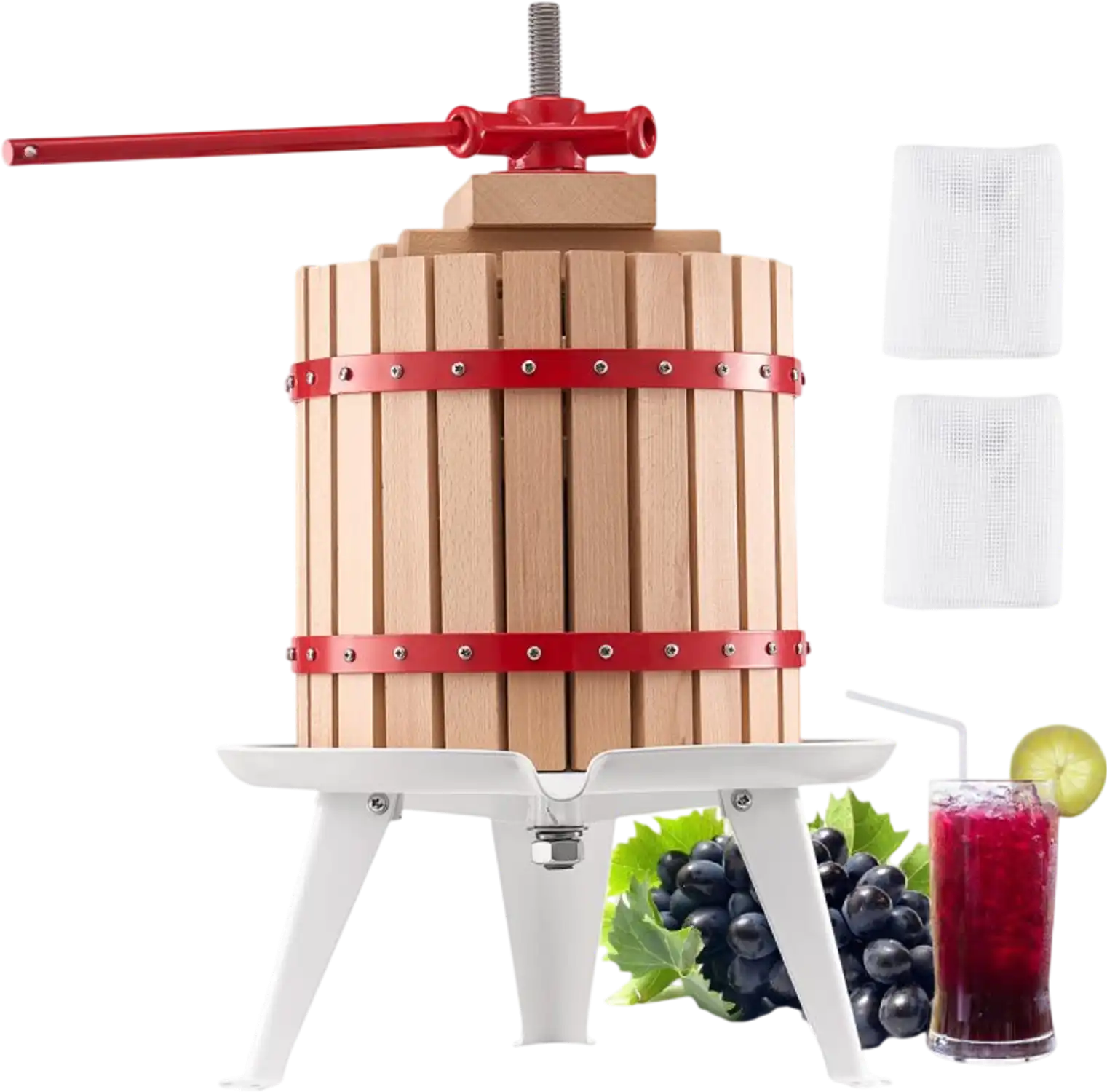 Vevor Fruit Wine Press 3.2 Gal/12L Manual Juicer with Solid Wood Basket New
