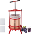 VEVOR Fruit Wine Press, 4.75Gal/18L Manual Juice Maker, Solid Beech Wood Basket, Vintage Traditional Juicer with 2 Filter Bags, Heavy Duty T-Shaped Handle Bar for Cider Apple Grape Press, Kitchen Home