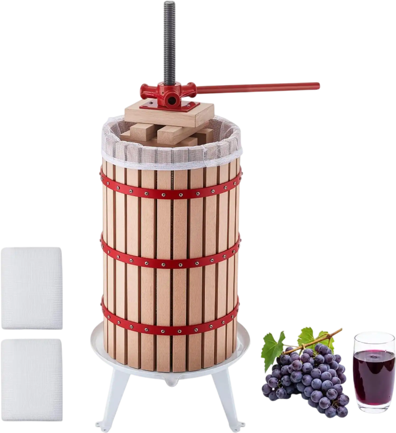Vevor Fruit Wine Press 7.93 Gal / 30 L Manual Juice Maker with Solid Beech Wood Basket New