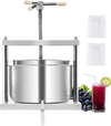 VEVOR 3.17 Gal/12L Fruit Wine Press, 2 Stainless Steel Barrels, Manual Juice Maker, Cider Apple Grape Tincture Honey Olive Oil Making Press with Triangular Handle for Outdoor Kitchen Home
