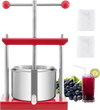 VEVOR 0.8 Gal/3L Fruit Wine Press, 2 Stainless Steel Barrels, Manual Juice Maker, Cider Apple Grape Tincture Honey Olive Oil Making Press with T-Handle for Outdoor Kitchen Home