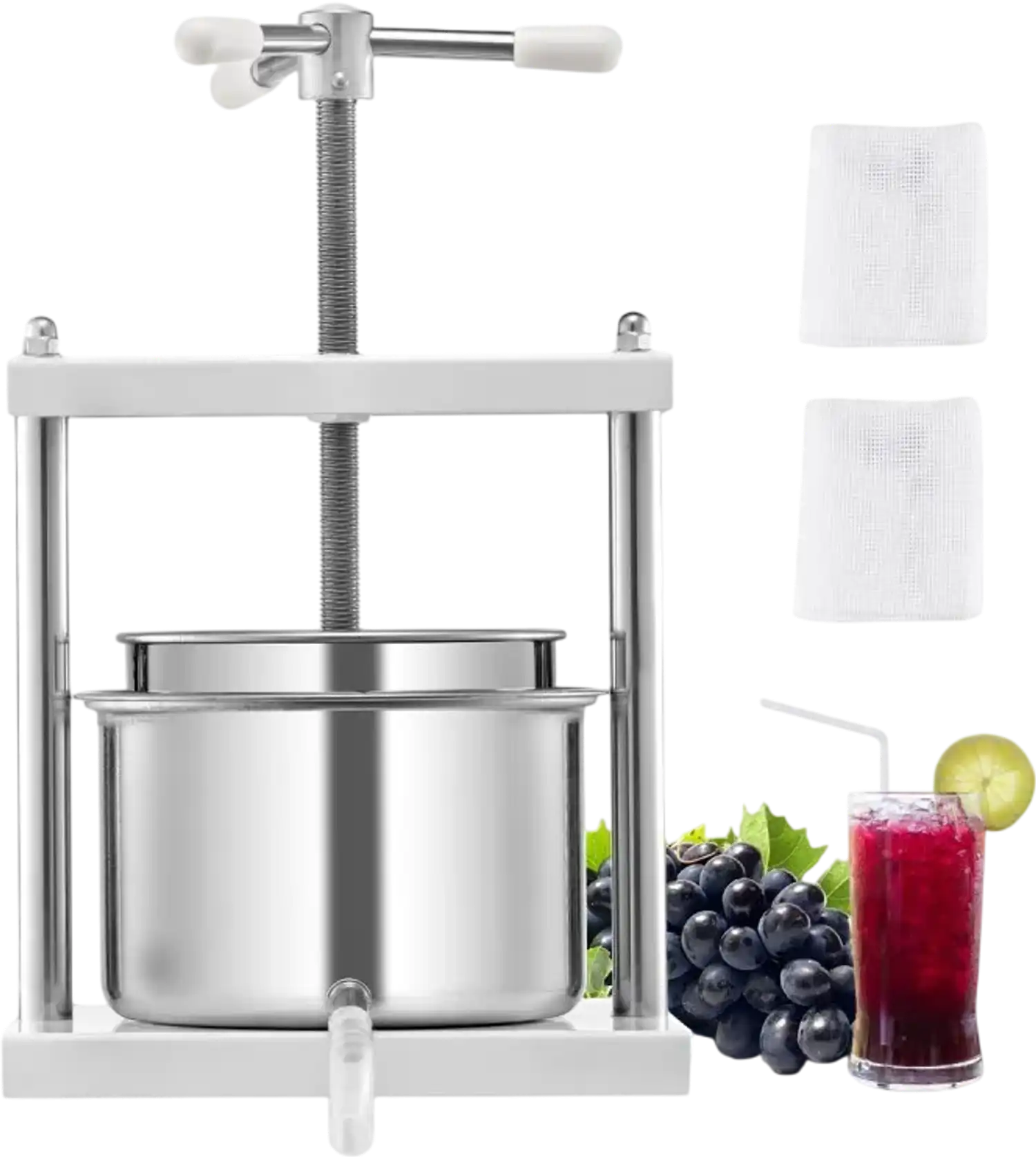 Vevor Fruit Press Manual Wine Making Juicer 1.45 Gal 5L Stainless Steel New