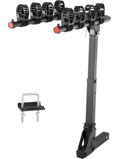 VEVOR Hitch Mount Bike Rack, 4-Bike Carrier Rack, 150 LBS Capacity Bike Rack Hitch for 2-inch Receiver, Titling and Folding Bike Carrier with No-Wobble U Bolt and Strap, for Car, SUV, Truck, RV