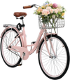 VEVOR Cruiser Bike, 1-Speed, 26-Inch Pink Beach Cruiser Bike with Large Capacity Basket and Rear Rack, Secure & Sturdy Cruiser Bike with Adjustable Seat, Fits for Cycling, Exercise & Shopping