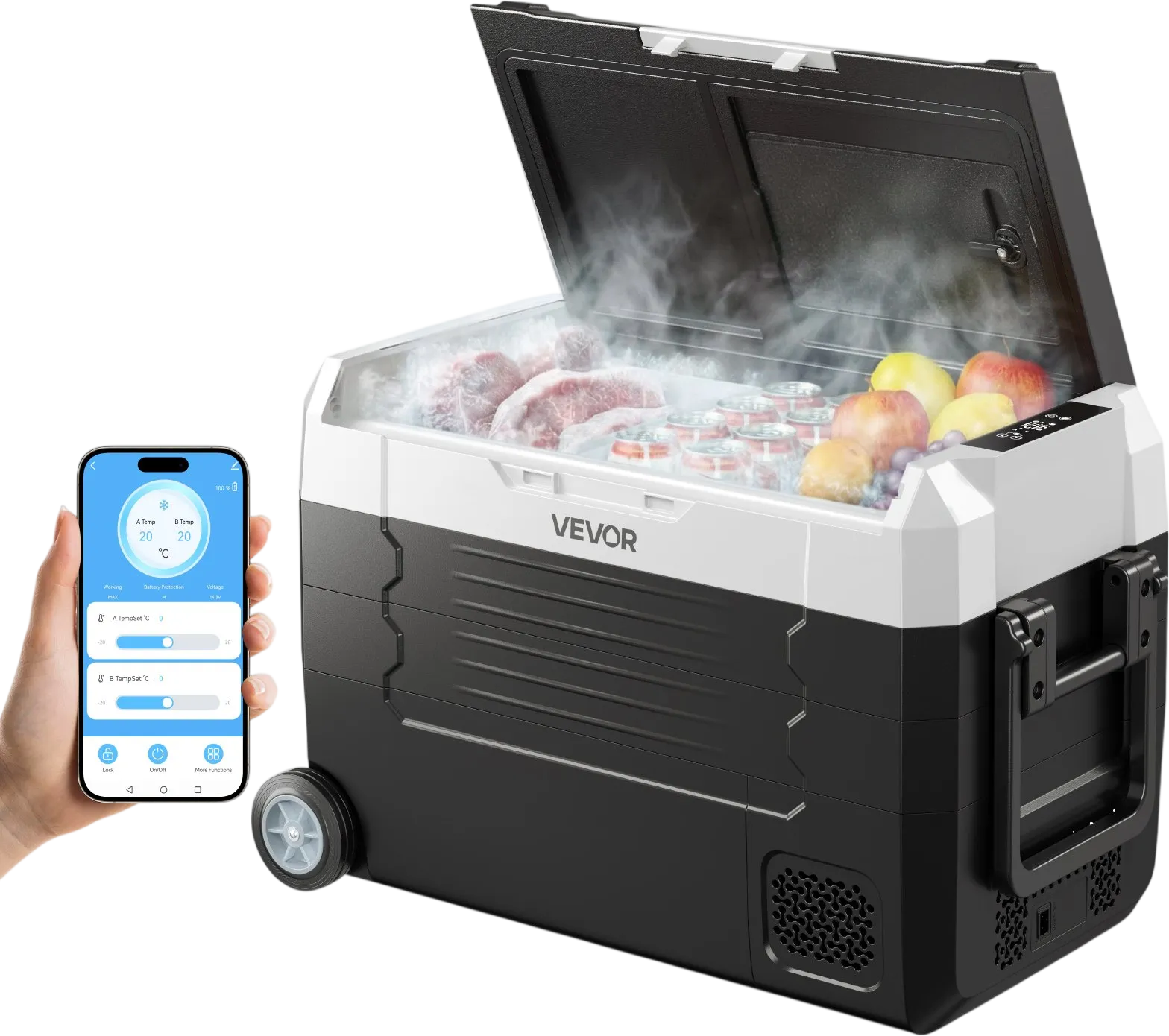 Vevor Car Refrigerator 37 QT Dual Zone Electric Cooler with App Control DC 12/24V AC100-240V New