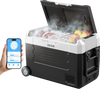 VEVOR Car Refrigerator, DC 12/24V AC100-240V Compressor Electric Cooler, -4°F to 68°F Truck Refrigerator with APP Control, Wheels & Dual Zone, 37 QT Cars Cooler for RVs, Boats, Camping, Fishing