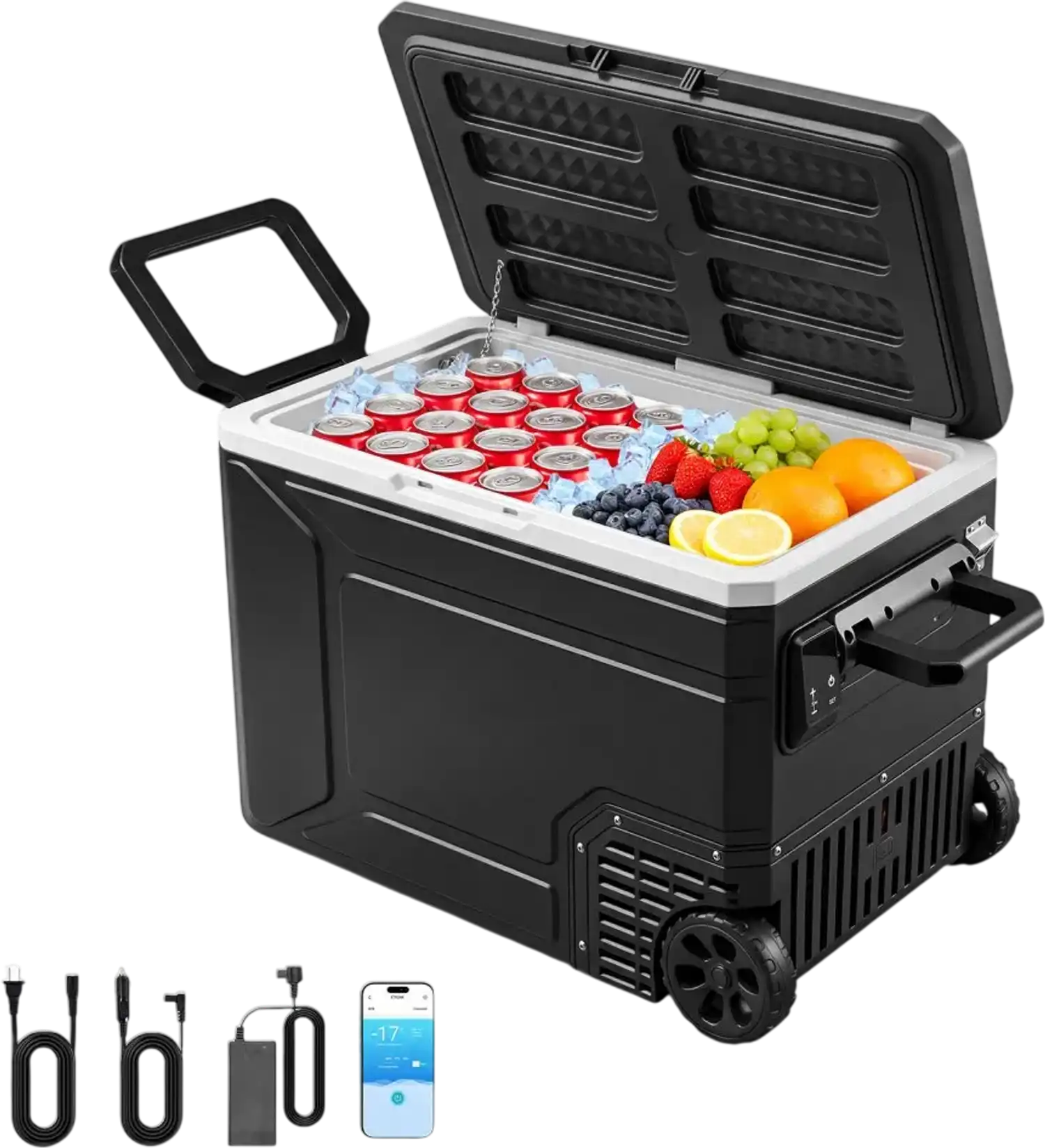 Vevor Car Refrigerator Portable Electric Freezer 82.4 QT/78 L with Handle, App Control & Wheels New