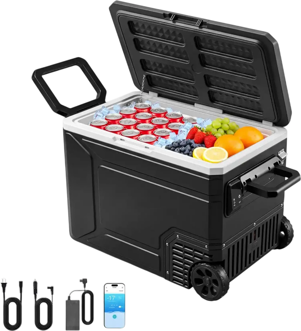 VEVOR 12 Volt Refrigerator, 82.4 QT/ 78L Car Fridge, Portable Electric Freezer Compressor with Handle, APP Control and Wheel, 12V/24V DC 100-240V AC, -4℉ to 68℉, for Truck Van RV SUV Travel Camping