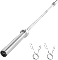 VEVOR 6FT Barbell Bar, Fits 2-Inch Weight Plates, Chrome Plated Barbell Bar with Knurled Grip for Strength Training, Weightlifting, Squat, Deadlift, Bench Press, Curl, Overhead Press, 500lbs Capacity