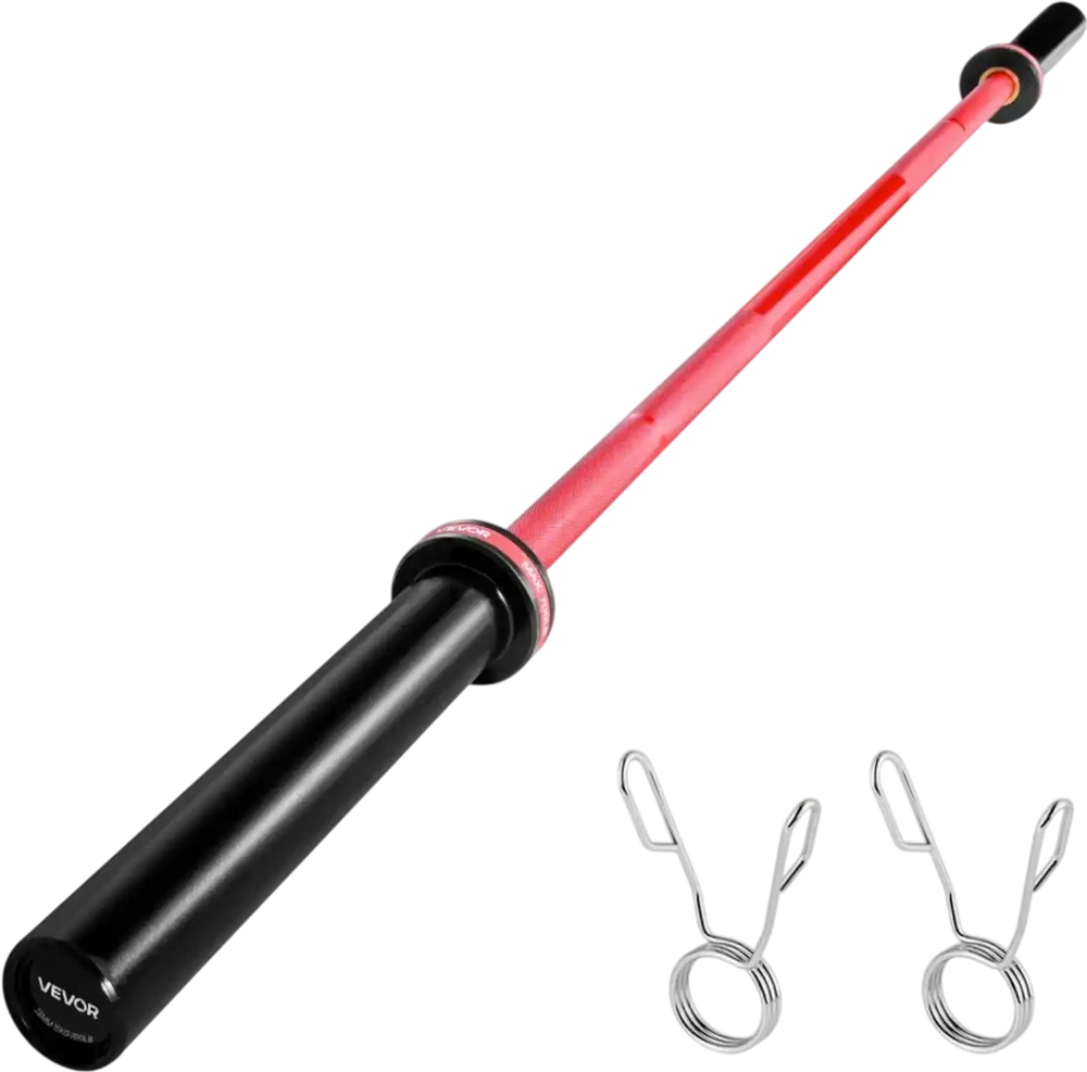 VEVOR 6FT Barbell Bar, Fits 2-Inch Weight Plates, Barbell Bar with Knurled Grip for Strength Training, Weightlifting, Squat, Deadlift, Bench Press, Curl, Overhead Press, 700lbs/317kg Capacity