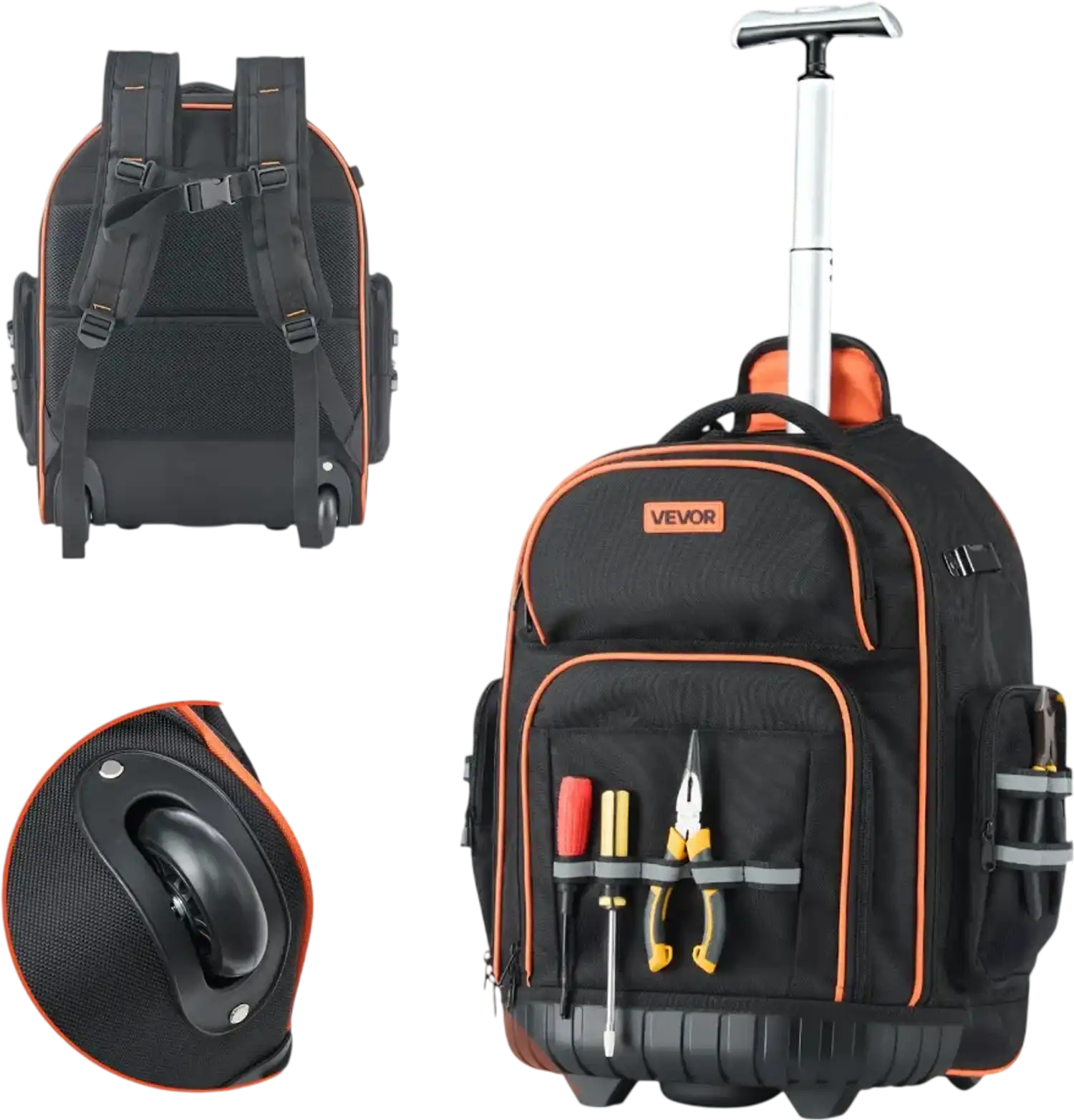 Vevor Rolling Tool Backpack 45-Pocket Heavy-Duty Tool Bag on Wheels New
