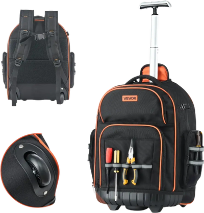 Vevor Rolling Tool Backpack 45-Pocket Heavy-Duty Tool Bag on Wheels New