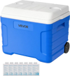 VEVOR Hard Cooler, 45QT Portable Rolling Cooler with Wheels, Leak-Resistant Coolbox Keeps Contents Cool for 48 Hours, Ice Retention Insulated Chests, Ultra-Light for Outdoor Picnics, Grill, Camping