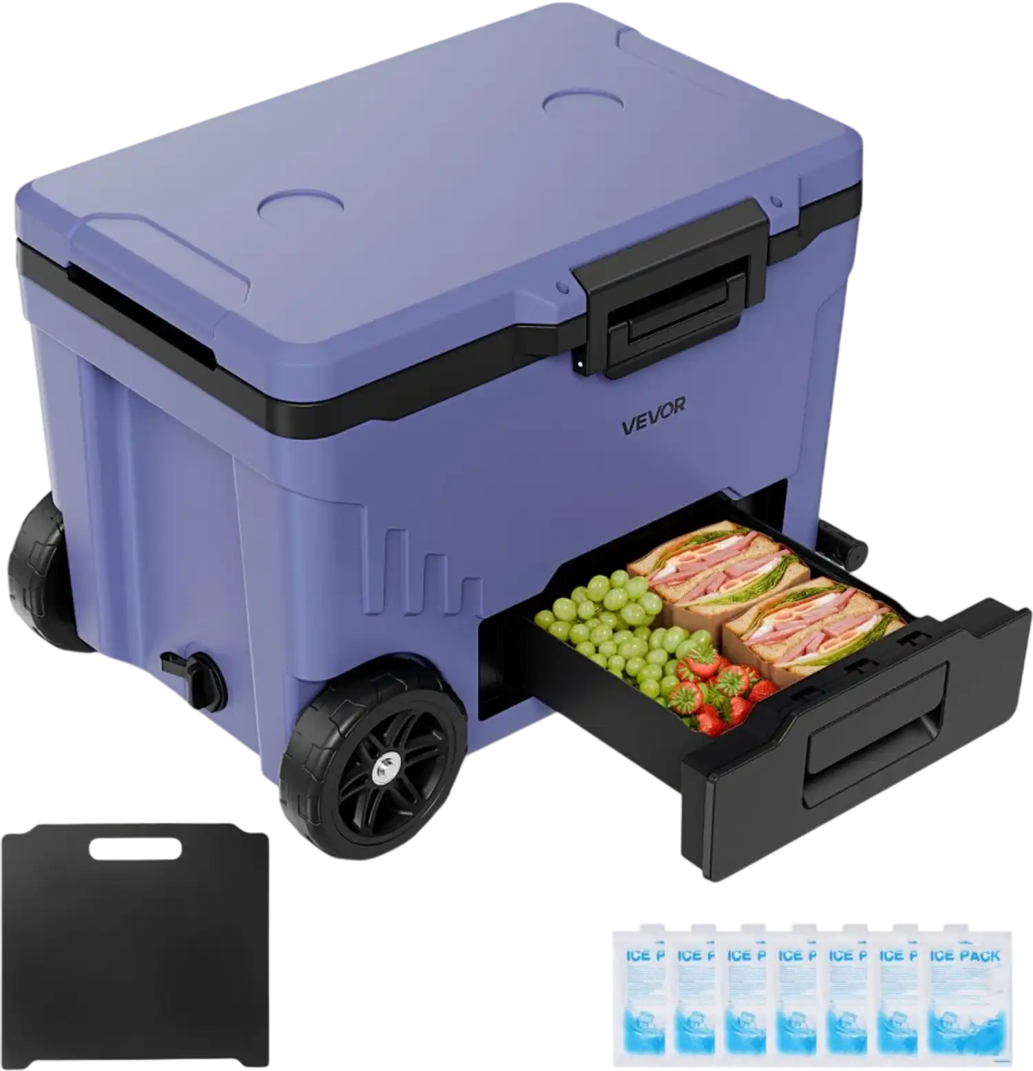 Vevor Cooler 45 QT Portable Rolling Hard Cooler with Wheels New