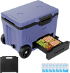 VEVOR Hard Cooler, 45QT Portable Rolling Cooler with Wheels, Leak-Resistant Coolbox Keeps Contents Cool for 48 Hours, Ice Retention Insulated Chests, Ultra-Light for Outdoor Picnics, Grill, Camping