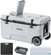 VEVOR Hard Cooler, 52QT Portable Rolling Cooler with Wheels, Leak-Resistant Coolbox Keeps Contents Cool for 48 Hours, Ice Retention Insulated Chests, Ultra-Light for Outdoor Picnics, Grill, Camping