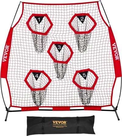 Vevor Football Throwing Net 6' x 6' 5-Pocket Training Target Red New