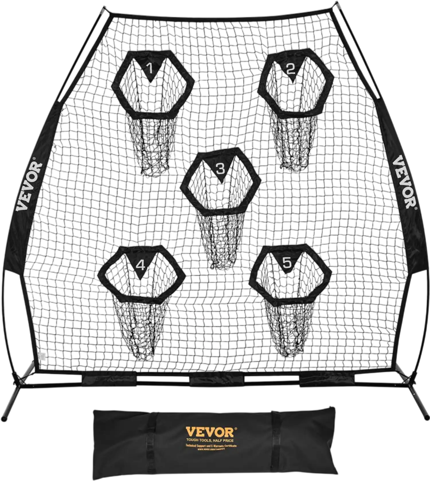 Vevor Football Throwing Net 7' x 7' Portable Training Target with 5 Pockets Black New