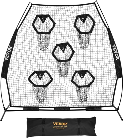 Vevor Football Throwing Net 7' x 7' Portable Training Target with 5 Pockets Black New