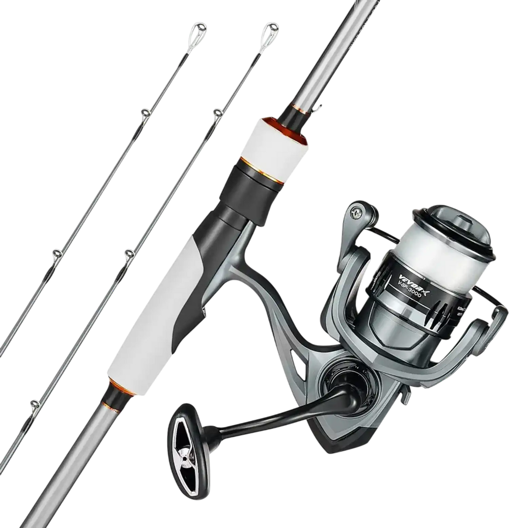 VEVOR Rod and Fishing Reel Combo, IM7 Carbon Fiber Spinning Rod and Reel Combo, Bass Fishing Pole with 7 ft Two-Piece Rods, 7+1 Ball Bearings, EVA Handle, Stainless Steel Guides with Ceramic Rings