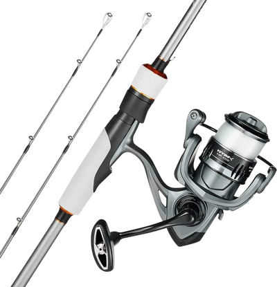 VEVOR Rod and Fishing Reel Combo, IM7 Carbon Fiber Spinning Rod and Reel Combo, Bass Fishing Pole with 7 ft Two-Piece Rods, 7+1 Ball Bearings, EVA Handle, Stainless Steel Guides with Ceramic Rings