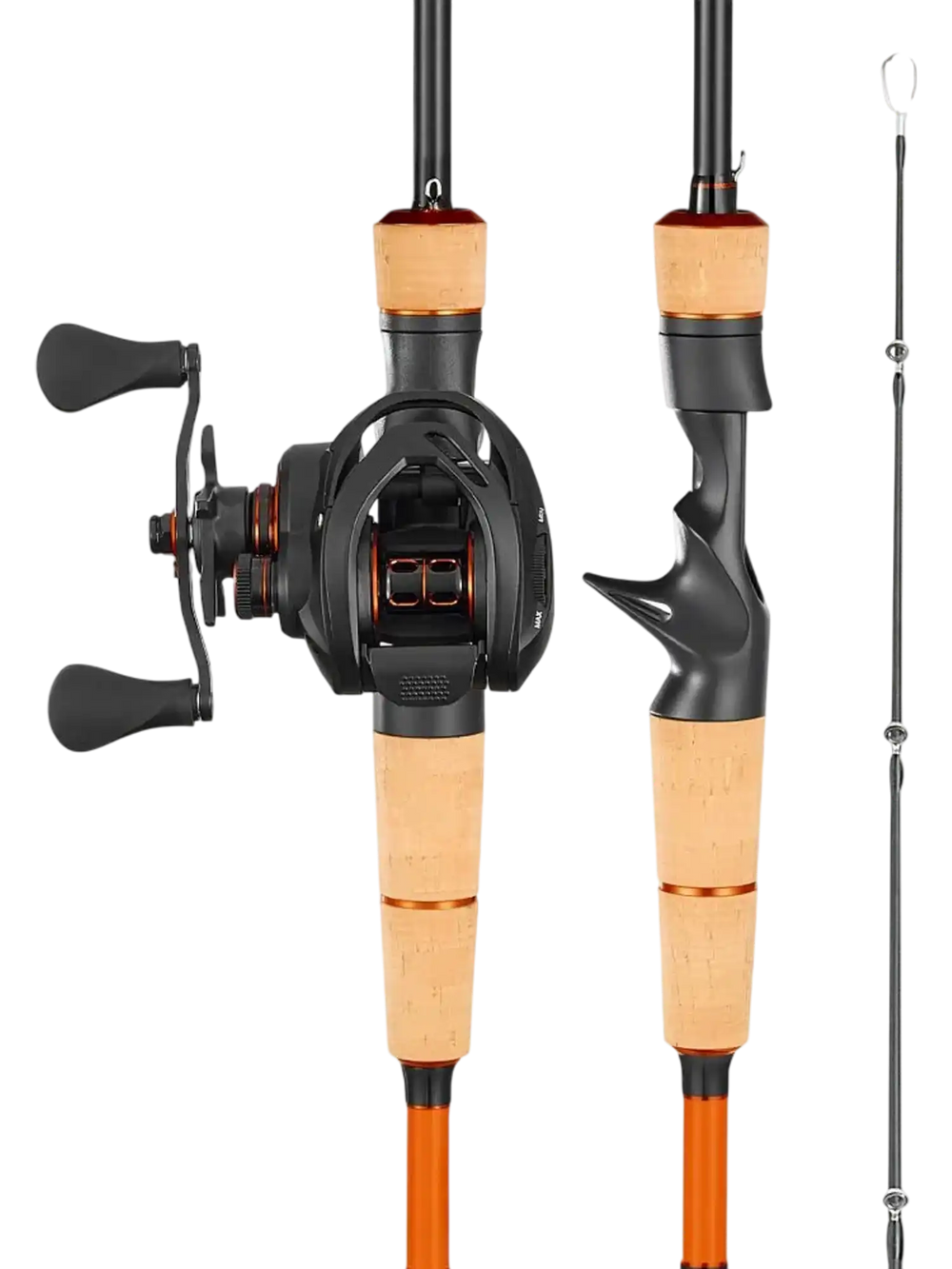 VEVOR Rod and Fishing Reel Combo, IM7 Carbon Fiber Baitcasting Rod and Reel Combo, Bass Fishing Pole with 6+1 BB System, 7.0:1 Gear Ratio, Cork Handle, Stainless Steel Guides with Ceramic Rings