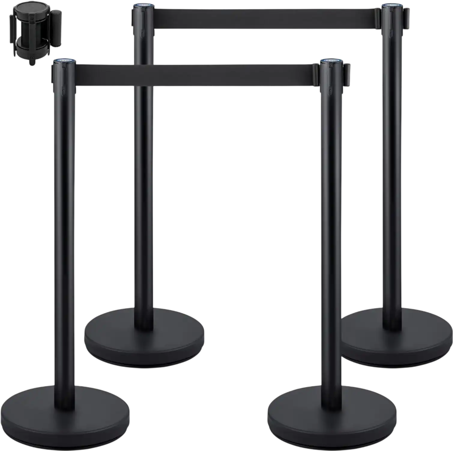 Vevor Stanchion Set 4-Piece Crowd Control Barrier with 6.6' Black Retractable Belt New