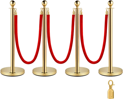 Vevor Crowd Control Stanchions Gold 4-Piece 38