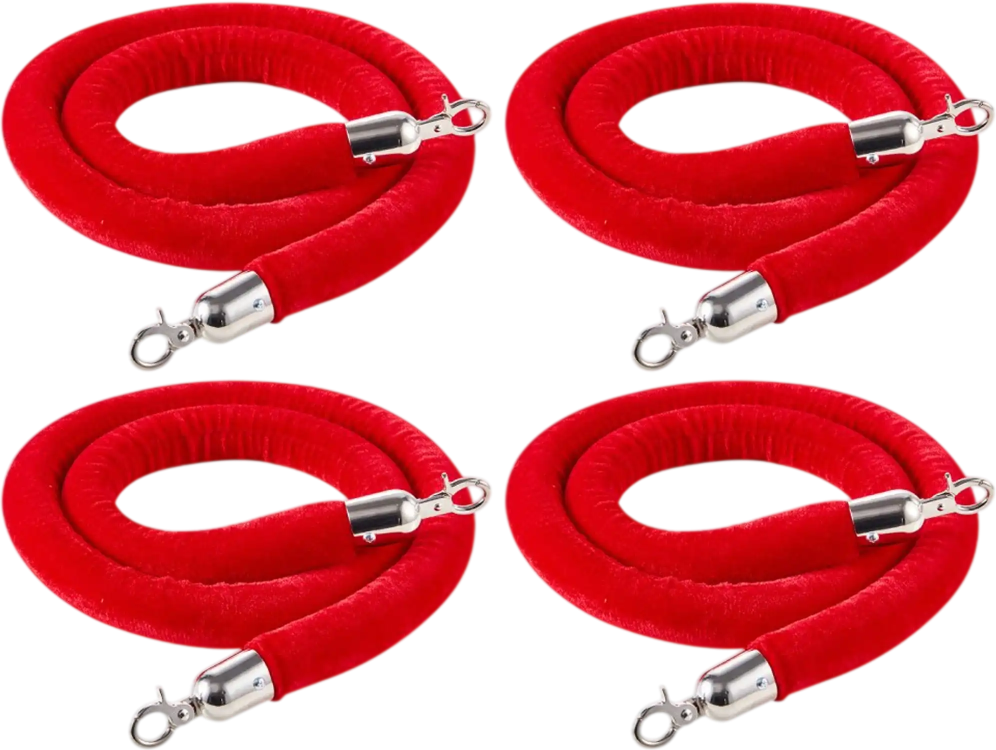 Vevor Stanchion Rope 4-Pc 5' Red Velvet Queue Barrier Rope Set New