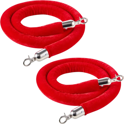 VEVOR 2 Pcs Red Velvet Stanchion Ropes, 5 ft Crowd Control Stanchion Red Velvet Ropes with Silver Hooks, Post Queue Barrier Carpet Rope for Carpet Events Movie Theaters Grand Openings Hotels Party