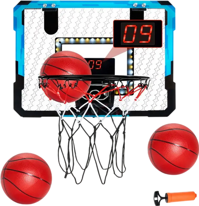 VEVOR Kids Basketball Hoop, Mini Basketball Goal with Electronic Scoreboard, Over The Door Basketball Hoop with Scoring & Music Accompaniment Functions, LED Light, Indoor Basketball Hoop for Kids 3+