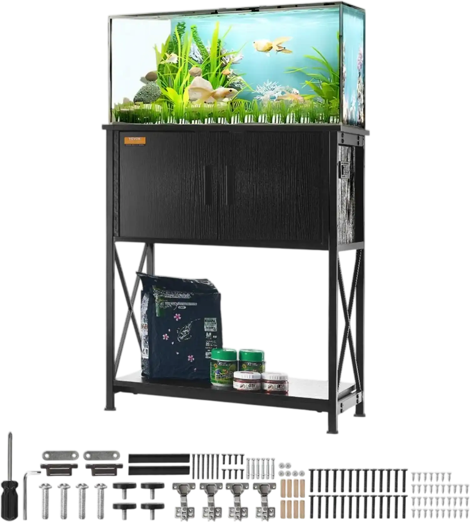 Vevor Aquarium Stand 20 Gallon Fish Tank Stand with Storage Cabinet and Power Panel Black New