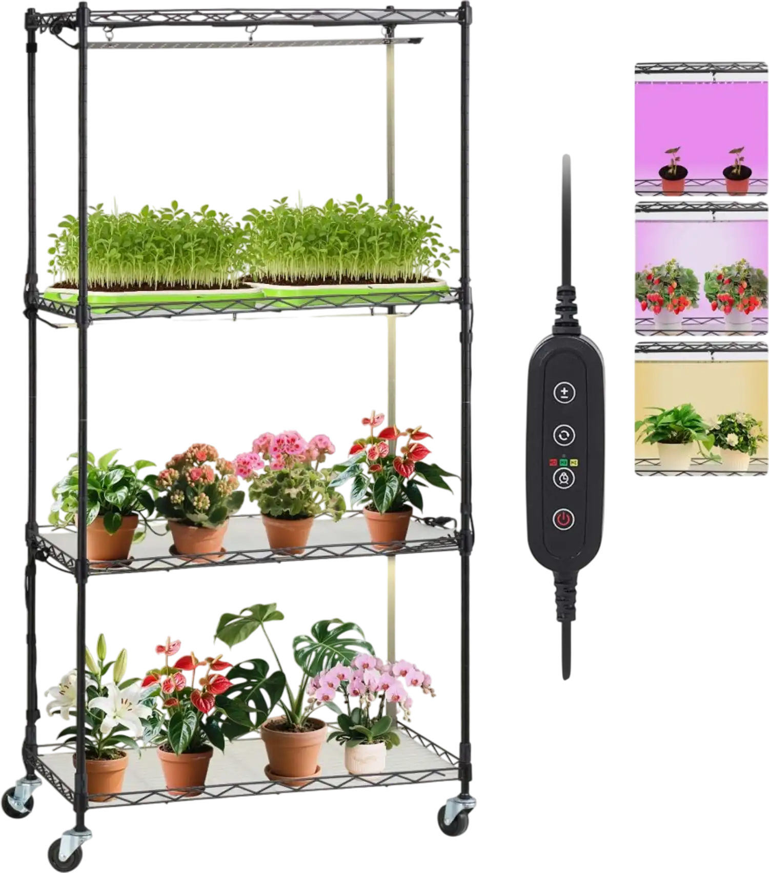 Vevor Plant Stand 4-Tier Grow Light Shelf 23.6 x 13.8 x 49.8