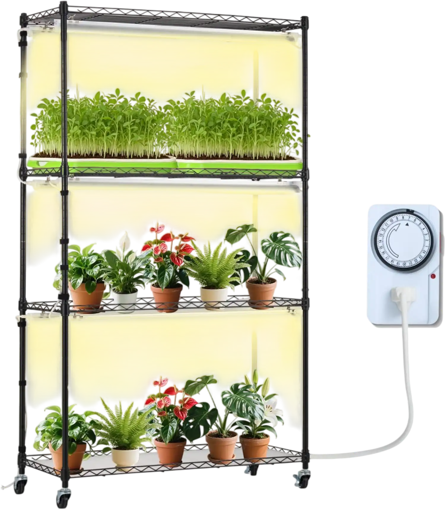 Vevor Plant Stand Grow Light 4-Tier Indoor Plant Shelf 35.4
