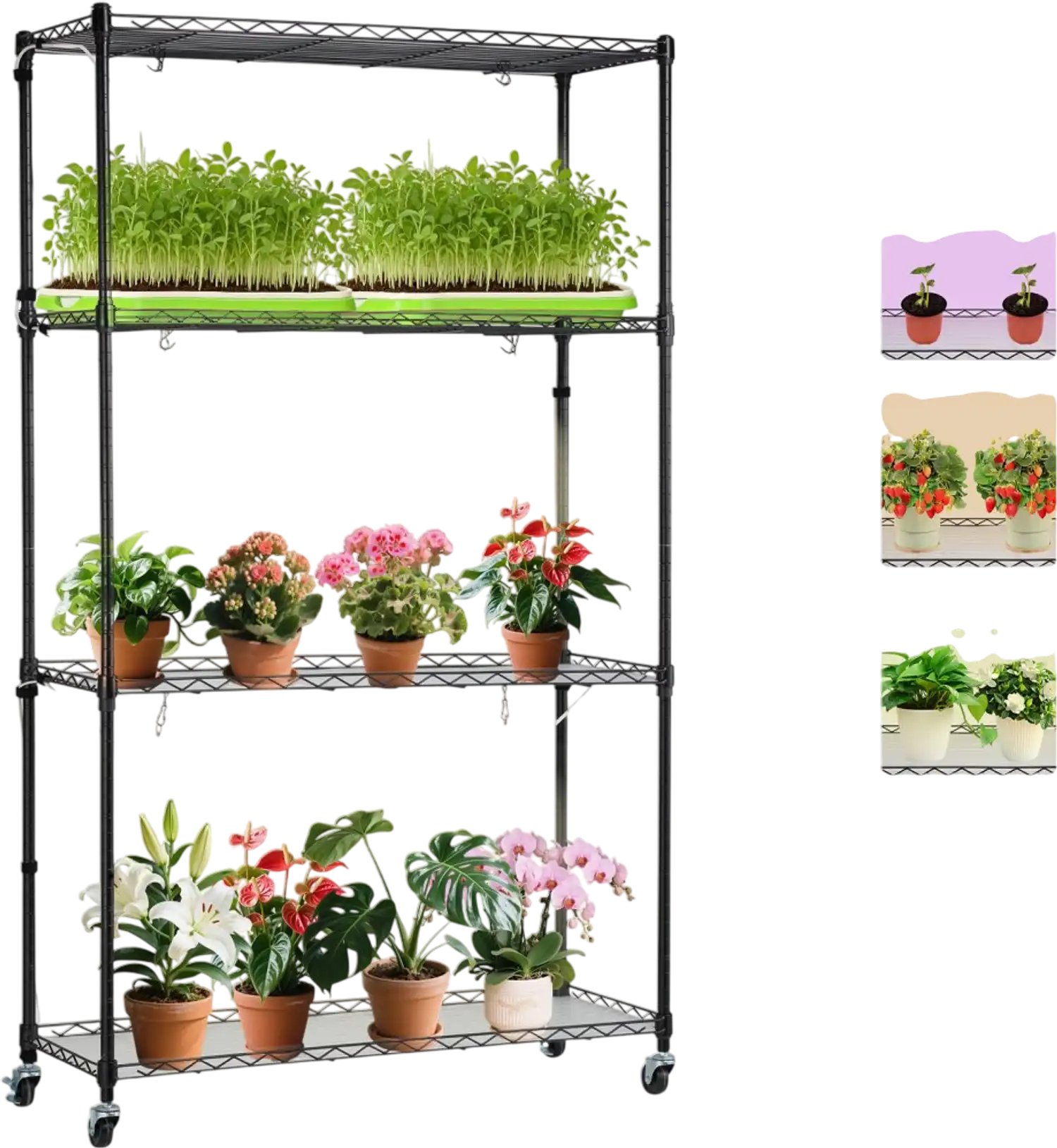 Vevor Plant Stand 4-Tier Indoor Grow Light Shelf 59