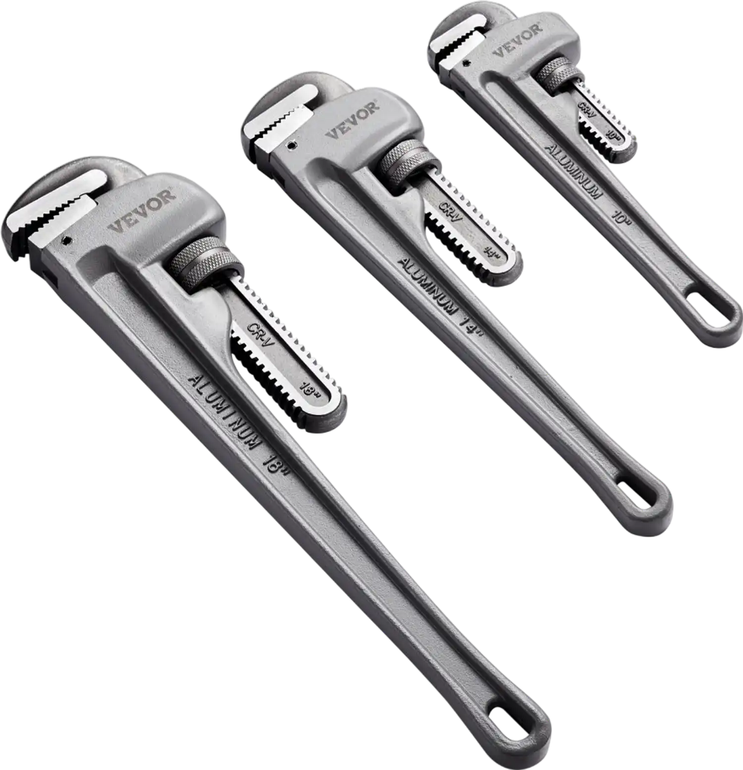 Vevor Pipe Wrench Set 3-Piece Aluminum Straight 10